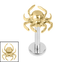 Titanium Internally Threaded Labrets 1.2mm - Titanium Wolf Spider
