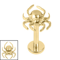 Titanium Internally Threaded Labrets 1.2mm - Titanium Wolf Spider