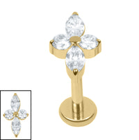 Titanium Internally Threaded Labrets 1.2mm - Titanium Arya Marquise