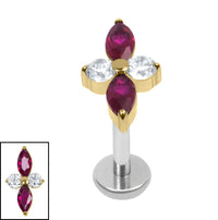 Titanium Internally Threaded Labrets 1.2mm - Titanium Arya Marquise