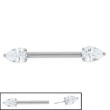 Titanium Threadless Jewelled Pear Drop Nipple Bar