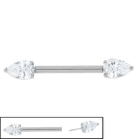 Titanium Threadless Jewelled Pear Drop Nipple Bar