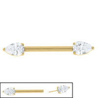 Titanium Threadless Jewelled Pear Drop Nipple Bar