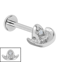 Titanium Internally Threaded Labrets 1.2mm - Titanium Cowboy Hat