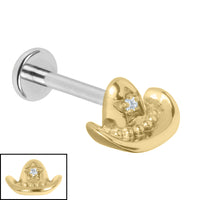 Titanium Internally Threaded Labrets 1.2mm - Titanium Cowboy Hat