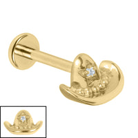 Titanium Internally Threaded Labrets 1.2mm - Titanium Cowboy Hat