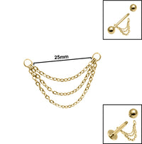 Titanium Piercing Triple Connector Chains