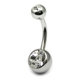 Steel Double Jewelled Belly Bar 6mm