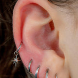 Titanium Hinged Clicker Ring with Titanium Jewelled 8 Point Star Charm