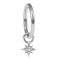Titanium Hinged Clicker Ring with Titanium Mini 8 Point Jewelled Star Charm