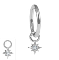 Titanium Hinged Clicker Ring with Titanium 8 Point Jewelled Star Charm