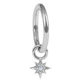 Titanium Hinged Clicker Ring with Titanium Mini 8 Point Jewelled Star Charm