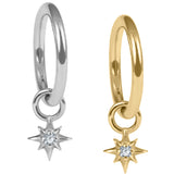 Titanium Hinged Clicker Ring with Titanium Mini 8 Point Jewelled Star Charm
