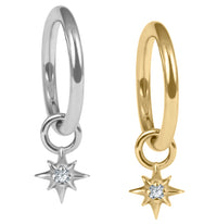 Titanium Hinged Clicker Ring with Titanium Mini 8 Point Jewelled Star Charm