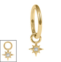 Titanium Hinged Clicker Ring with Titanium 8 Point Jewelled Star Charm