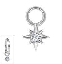Titanium 8 Point Jewelled Star Charm
