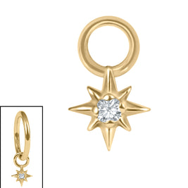 Titanium 8 Point Jewelled Star Charm