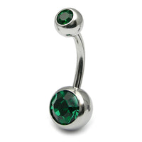 Steel Double Jewelled Belly Bar 6mm