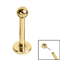Gold Titanium Threadless Labrets - Plain Balls (Bend fit)