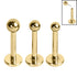 Gold Titanium Threadless Labrets - Plain Balls (Bend fit)