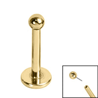 Gold Titanium Threadless Labrets - Plain Balls (Bend fit)