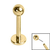 Gold Titanium Threadless Labrets - Plain Balls (Bend fit)