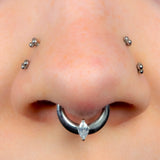Titanium Aurora Hinged Clicker Ring