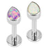 Titanium Internally Threaded Labrets 1.2mm - Bezel Set Synth Opal Pear