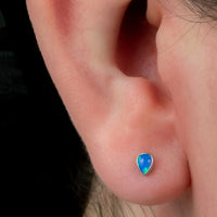 Titanium Internally Threaded Labrets 1.2mm - Bezel Set Synth Opal Pear