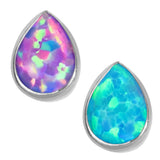 Titanium Internal Bezel Set Synth Opal Pear Top
