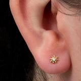 Zura 14ct Solid Gold Threadless (Bend fit) Celestial Sun Jewel Top