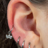 Titanium Hinged Clicker Ring with Titanium Claw Set 3 Jewel Marquise Fan