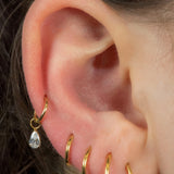 Titanium Hinged Clicker Ring with Titanium Jewelled Pear Drop Charm
