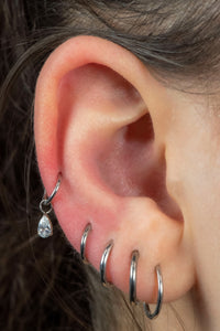 Titanium Hinged Clicker Ring with Titanium Jewelled Pear Drop Charm