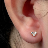 Titanium Internally Threaded Labrets 1.2mm - Claw Set CZ Trio Jewelled Heart