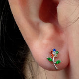 Titanium Internally Threaded Labrets 1.2mm - Claw Set Jewelled Blossom Flower