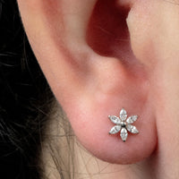 Titanium Internal Claw Set Jewelled Lily Flower Top