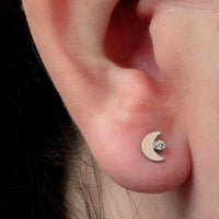 Titanium Internal Crescent Moon and Jewel Top