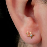 Titanium Internally Threaded Labrets 1.2mm - Double Jewelled Guiding Star