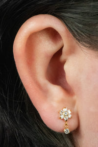 Titanium Internally Threaded Labrets 1.2mm - Titanium Jewelled Primrose Flower with Solitaire Drop