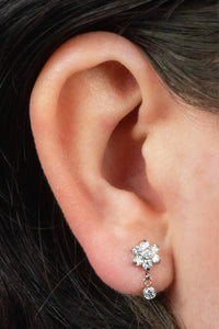 Titanium Internally Threaded Labrets 1.2mm - Titanium Jewelled Primrose Flower with Solitaire Drop