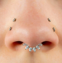 Titanium Encrusted Diadem Jewelled Hinged Clicker Ring