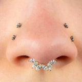 Titanium Claw Set Falling Leaves Marquise Hinged Clicker Ring
