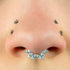 Titanium Claw Set Falling Leaves Marquise Hinged Clicker Ring