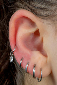 Titanium Hinged Clicker Ring with Titanium Floating Marquise Gem Charm