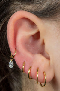 Titanium Hinged Clicker Ring with Titanium Floating Teardrop Gem Charm