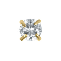 Gold Titanium Internal Claw Set Round CZ Jewel Top