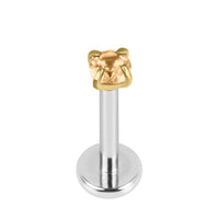 Titanium Internally Threaded Labrets 1.2mm - Gold Claw Set Round CZ Jewel