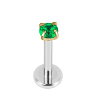 Titanium Internally Threaded Labrets 1.2mm - Gold Claw Set Round CZ Jewel