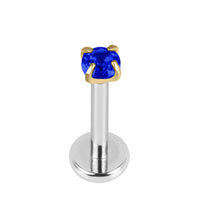 Titanium Internally Threaded Labrets 1.2mm - Gold Claw Set Round CZ Jewel